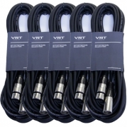 XLR Microphone Cable 20ft Foot 3-Pin VRT Pro Audio, 5-Pack