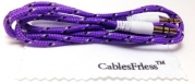 CablesFrLess (TM) 3ft 3.5mm Auxiliary (AUX) Audio Jack cable (Braided Style) (Purple)