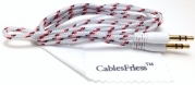 CablesFrLess (TM) 3ft 3.5mm Auxiliary (AUX) Audio Jack cable (Braided Style) (White)