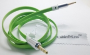 CablesFrLess 3ft 3.5mm Flat Noodle Tangle Free Auxiliary (AUX) Cable (Green)