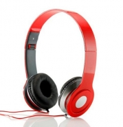 Adjustable Circumaural Red Over Ear Hifi Stereo Earphone Headphone for Phones Laptops Desktops MP3 MP4