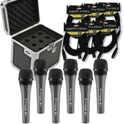 Sennheiser e 835 Dynamic Cardioid Lead Vocal Microphone 6 Pack w/ Case & Cables