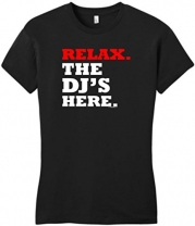 Relax the DJ's Here Juniors T-Shirt Large Black