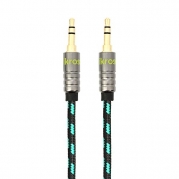 iKross 3 Feet 3.5mm AUX Jack Tangled-Free Braided Sleeve jacket Stereo Auxiliary Aux Audio Stereo Cable - Black/ Green
