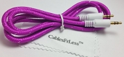 3ft 3.5mm Heavy Duty Braided Audio Stereo Jack Cable (Magenta)