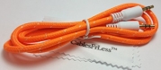 3ft 3.5mm Heavy Duty Braided Audio Stereo Jack Cable (Orange)