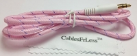 3ft 3.5mm Heavy Duty Braided Audio Stereo Jack Cable (Pink)