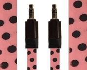 CablesFrLess 3ft 3.5mm Patterned Tangle Free Auxiliary (AUX) Cable (Polka Dot Pink)