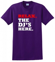 Relax the DJ's Here T-Shirt Large Purple