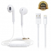 Adoric (TM) Replacement Handsfree Stereo Earbuds, Earphones, Headphone, Headsets with Quality Mic and Remote Volume Control--24 Month Warranty - White(1pcs)+3ft