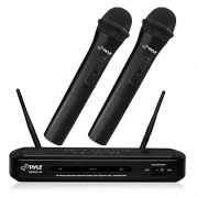 Pyle PDWM2130 Wireless FM Microphone Receiver System with Dual Frequency and Two Handheld Microphones