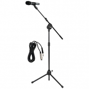 1 - TRPD MIC STND EXT W/CBL, Microphone & Tripod Stand with Extending Boom & Microphone Cable Package, Includes a handheld dynamic microphone, Dynamic vocal microphone with smooth mid-frequency presence rise for excellent voice projection, Ultra-wide freq