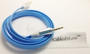CablesFrLess 3ft 3.5mm Flat Noodle Tangle Free Auxiliary (AUX) Cable (Blue)