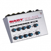 Nady MM-242 4 Stereo / 8 Mono Channel Mini Mixer with mono/stereo mode, 1/4 Inputs and outputs - battery powered, or use optional AC adapter