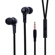 USTEK® K61 Sports Earphones Stereo Earbuds In-Ear Clear Bass Earphone Noodle Cable Headphone with Microphone Black