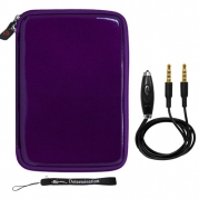 Purple Carbon Fiber Durable Slim Protective Eva Storage Cover Cube Carrying Case with Mesh Pocket For The Tegra 3 packed ASUS Eee Pad MeMO 370T Android 7 Tablet + Includes a 3.5mm Stereo Audio Cable With Built In Microphone