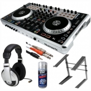 Numark N4 4-Deck Digital DJ Controller And Mixer + On-Stage Laptop Computer Stand + Samson HP10 Playback Headphones + Accessory Kit