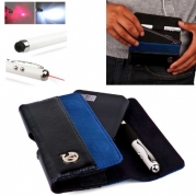 BLUE Portola Holster Hard Case with Stylus Pen Holder by Vangoddy for LG Connect 4G + Black Compatible Earbud Earphones with Hands Free Microphone + 3 in 1 Executive Stylus Pen (LED Light, Laser, Touch Tip)!!