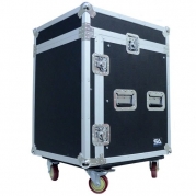Seismic Audio - SAMRC-12U - 12 Space Rack Case with Slant Mixer Top and Casters - PA/DJ Pro Audio Road Case