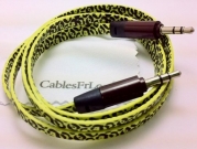 CablesFrLess (TM) 3ft 3.5mm Patterned Tangle Free Auxiliary (AUX) Cable (Leopard Yellow)