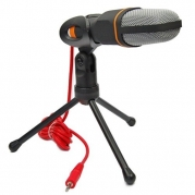 Professional Condenser Sound Microphone With Stand for PC Laptop Skype Recording Black