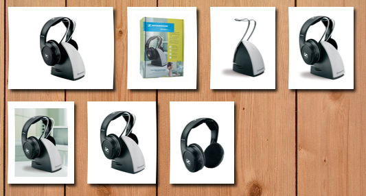 Sennheiser on-ear 926mhz wireless rf headphones with charging cradle