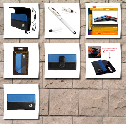 VG blue portola holster hard case with stylus pen holder by vangoddy for samsung galaxy s iii ( galaxy s3 , sgh-i577 ) + black compatible earbud earphones with hands free microphone + 3 in 1 executive stylus pen (led light, laser, touch tip)!!