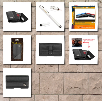 VG black portola holster hard case with stylus pen holder by vangoddy for lg lucid 4g , lg cayman , lg vs840 + black compatible earbud earphones with hands free microphone + 3 in 1 executive stylus pen (led light, laser, touch tip)!!