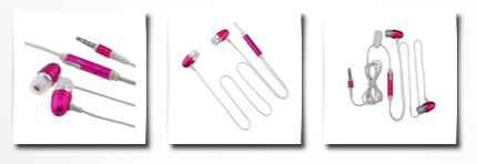 Generic universal 3.5mm in-ear stereo headset w/ on-off & mic compatible with samsung© focus sgh-i916, hot pink