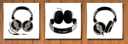 Axess professional dj headphones with rotating ear cups, with 3.5mm to 6.3mm adapter jack, with carrying bag (silver)