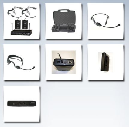 Audio 2000S audio2000s 6032uf uhf dual channel wireless microphone with two headband headset & two lapel (lavalier) mic